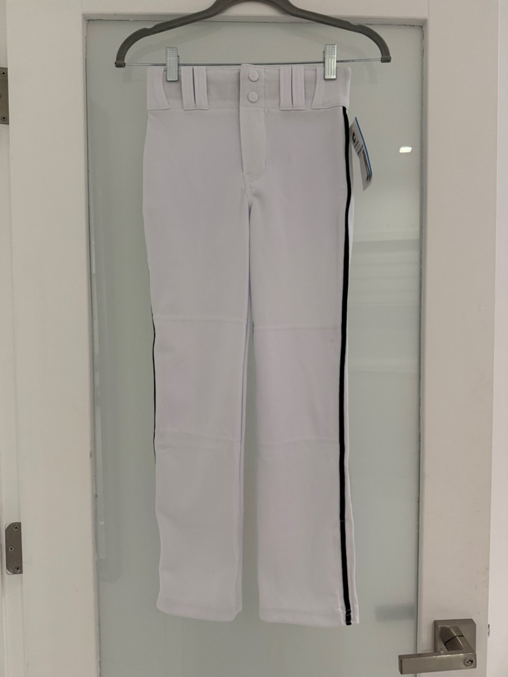 Kids White Athletic Pants with Black Side Stripe